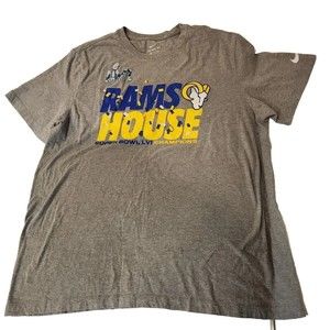 Nike Super Bowl Rams House LVI Champions Logo GRAY Tee T-Shirt Mens Size‎ XL